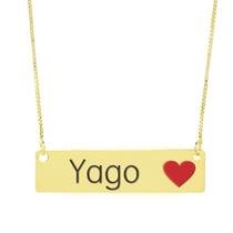 Colar Nome Personalizado Coração Resinado Yago Banhado Ouro 18K - 999001138 Colar Nome Personalizado Coração Resinado Yago Banhado Ouro 18K - 999001138