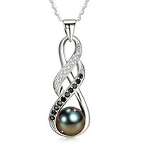 Colar NONNYL Tahitian Black Pearl 9-10mm em prata esterlina Colar NONNYL Tahitian Black Pearl 9-10mm em prata esterlina