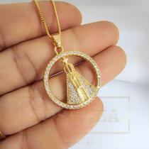 Colar Nossa Senhora Aparecida Banhada Ouro 18k Semi Joia Colar Nossa Senhora Aparecida Banhada Ouro 18k Semi Joia