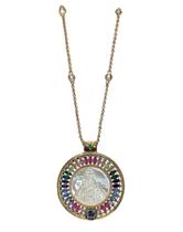 Colar Nossa Senhora Aparecida com madre pérola cravejado com zircônias coloridas Colar Nossa Senhora Aparecida com madre pérola cravejado com zircônias coloridas