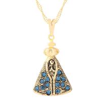 Colar Nossa Senhora Aparecida com Strass Padroeira Brasil 22mm - Sunshine Cristais