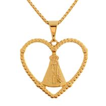 Colar Nossa Senhora Aparecida Coração Banhado a Ouro 18k Colar Nossa Senhora Aparecida Coração Banhado a Ouro 18k