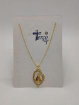 Colar Nossa Senhora Aparecida - Dourado 25cm Zamac Strass