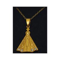 Colar Nossa Senhora Aparecida em Aço 316l Corrente com pingente Nossa Senhora Aparecida