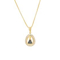 Colar Nossa Senhora Aparecida Formato Gota Semi Joias Banhado Ouro 18k Presente Aniversario Mae Mulher Namorada