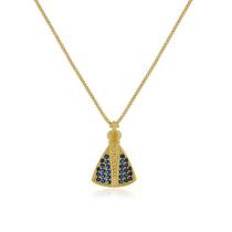 Colar Nossa Senhora Aparecida Manto Azul Banhado Ouro 18k Presente Aniversario Mae Mulher Namorada