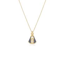 Colar Nossa Senhora Aparecida Manto Azul Semi Joias Banhado a Ouro 18k Presente Mulher Mae Aniversario Namorada