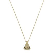 Colar nossa senhora aparecida mini zircônias safira folheado a ouro 18k
