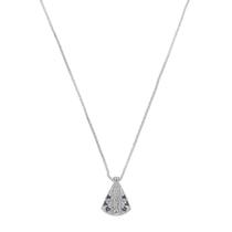 Colar nossa senhora aparecida mini zircônias safira folheado em ródio branco