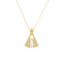 Colar Nossa Senhora Aparecida Semi Joia Banhado Ouro 18k Presente Aniversario Mae Mulher Namorada