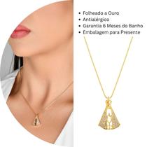 Colar Nossa Senhora Aparecida Semi Joia Banhado Ouro 18k Presente Aniversario Mae Mulher Namorada