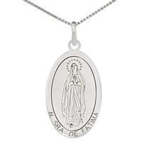 Colar Nossa Senhora de Fátima Coleção Religiosos em Prata 925 Colar Nossa Senhora de Fátima Coleção Religiosos em Prata 925