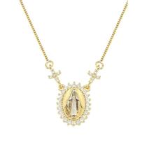 Colar Nossa Senhora de Fatima Cravejada Zircônias Folheado- G167FT-D Colar Nossa Senhora de Fatima Cravejada Zircônias Folheado- G167FT-D