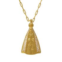 Colar Nossa Senhora Grande Folheado em Ouro 18K SoftJoias