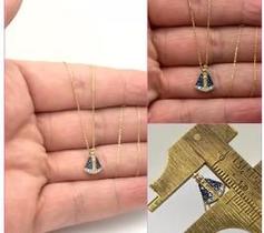 Colar Nossa Senhora Ouro 18k Com Pedras Pequena 1.1 x 0.7cm k170 Colar Nossa Senhora Ouro 18k Com Pedras Pequena 1.1 x 0.7cm k170