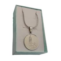 Colar nossa sra. de fátima inox prateado gravado á laser Colar nossa sra. de fátima inox prateado gravado á laser