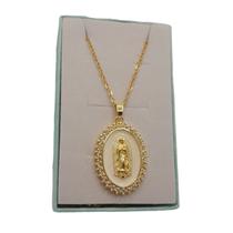 Colar nossa sra. de guadalupe dourada resinada metal branca