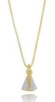 Colar Ns Aparecida Pedra Zirconia Semijoia Folheado Ouro 18k