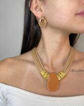 Colar Nude com Gota Terracota em Resina - Acessório Artesanal Colar Nude com Gota Terracota em Resina - Acessório Artesanal