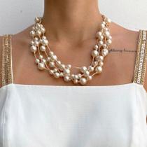 Colar Nude com Pérolas Básico - Acessório Feminino Artesanal Colar Nude com Pérolas Básico - Acessório Feminino Artesanal