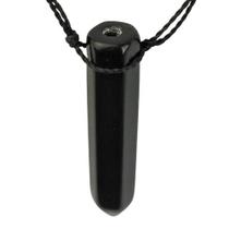 Colar Obsidiana Negra Ponta Difusor Aromaterapia Ranhurado