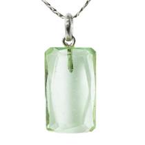 Colar Obsidiana Verde Retângulo Facetado Pino Prata 950