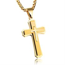 Colar OLEVS Gold Cross Pendant em aço inoxidável unissex Colar OLEVS Gold Cross Pendant em aço inoxidável unissex