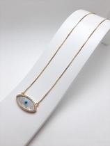Colar Olho Grego Banhado a Ouro 18k Feminino 45 cm Colar Olho Grego Banhado a Ouro 18k Feminino 45 cm