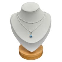 Colar Olho Grego + choker Bolinha a prata 925 Antialérgico.