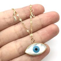 Colar Olho Grego com 8 Gotas Ponto de Luz Ouro 18k k350