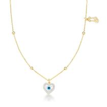 Colar Olho Grego com Corrente de Bolinhas Banhado a Ouro 18k