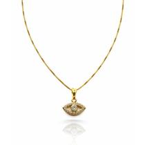 Colar Olho Grego Cravejado Zirconia Feminino Banhado a Ouro 18k Colar Olho Grego Cravejado Zirconia Feminino Banhado a Ouro 18k