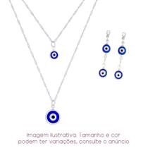 Colar Olho Grego Duplo + Brinco Duplo - Sunshine Cristais