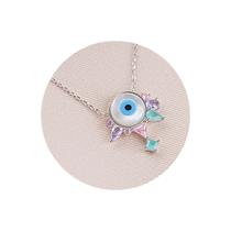 Colar olho grego madre pérola pedras coloridas AG925