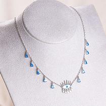 Colar olho grego madre pérola pedras coloridas gota AG925