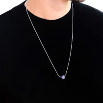 Colar Olho Grego Proteção Masculino Corrente Rabo de rato Aço Inoxidável 65cm Colar Olho Grego Proteção Masculino Corrente Rabo de rato Aço Inoxidável 65cm