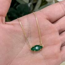 Colar Olho Grego Verde Folheado a Ouro 18k