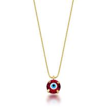 COLAR OLHO TURCO COM PEDRA Rosa Escuro