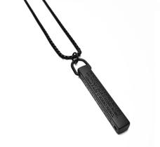 Colar Oração Pai Nosso aço preto/ cordão religioso/ Presente para homem
