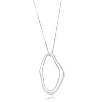 Colar orgânico vazado liso banhado em ródio branco