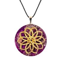 Colar Orgonite Flor da Vida Geometria Sagrada Ametista