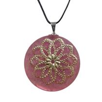 Colar Orgonite Quartzo Rosa Flor da Vida Amor Geometria Sagrada