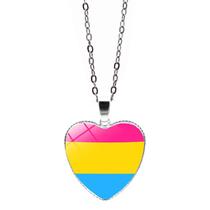 Colar Orgulho Pansexual Bandeira Em Formato de Coração Lgbtq+