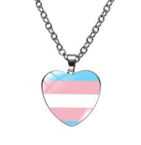 Colar Orgulho Trans em formato de Coração Temática LGBTQ+ LGBT Bandeira Trânsgenero