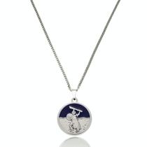 Colar Orixá Ogum Imagem Resinada Umbanda - Prateado