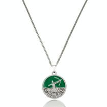 Colar Orixá Oxóssi Imagem Resinada Umbanda - Prateado