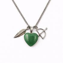 Colar Orixá Oxóssi Proteção Okê Arô Coração Quartzo Verde Colar Orixá Oxóssi Proteção Okê Arô Coração Quartzo Verde