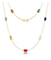 Colar Ouro 18k 0,750 Com Zircônias Ovais