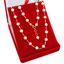 Colar Ouro 18k 750 Com Pérolas Naturais E Turquezas 48cm Colar Ouro 18k 750 Com Pérolas Naturais E Turquezas 48cm