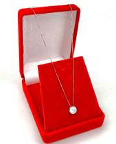 Colar Ouro 18k Branco Feminina 50cm Pingente Galeria Zircônia Colar Ouro 18k Branco Feminina 50cm Pingente Galeria Zircônia